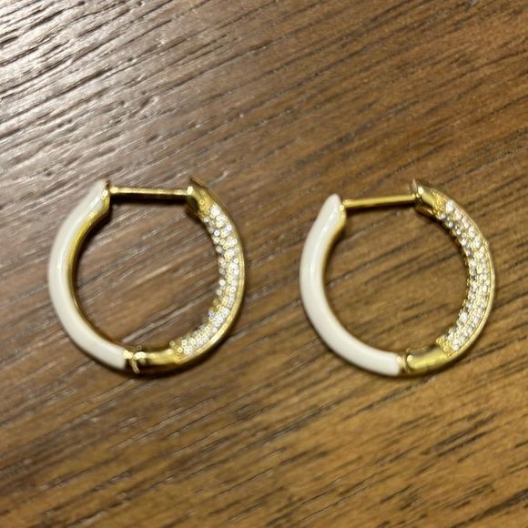 𝅺Enamel CZ Hoop Earrings  - Picture 3 of 5